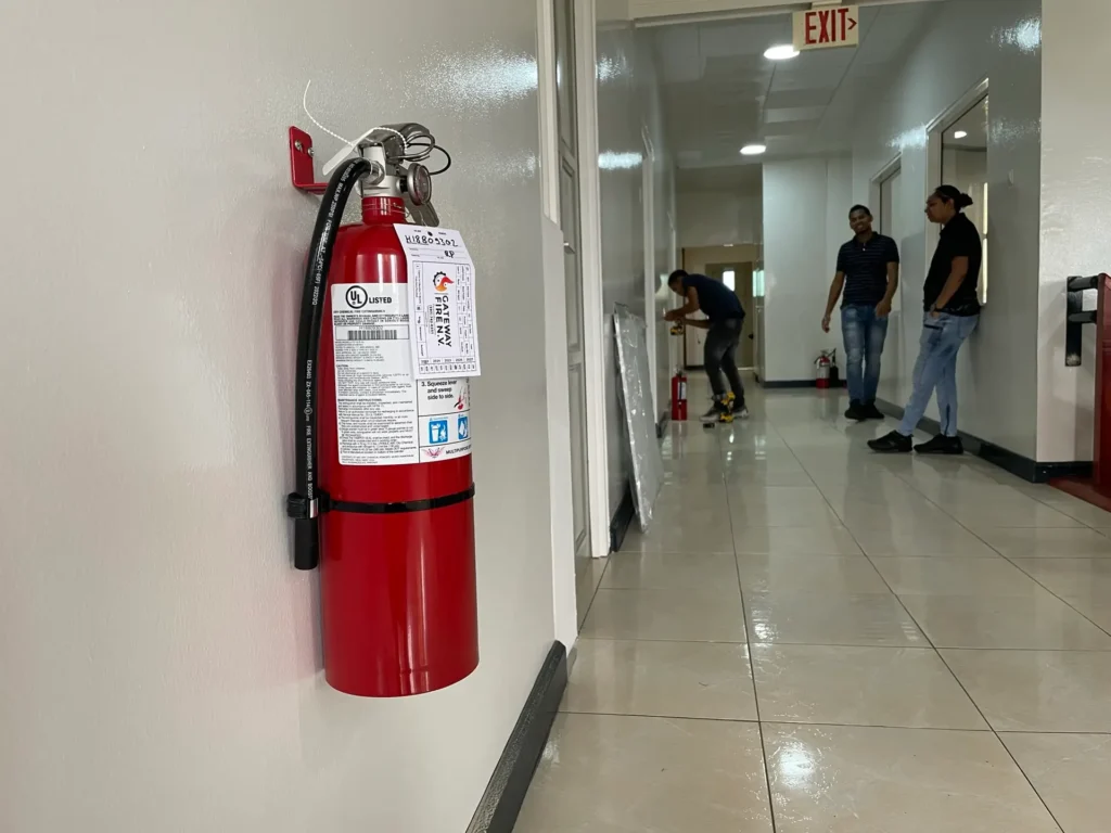 Fire extinguisher installation reflecting NFPA 10 selection and placement guidance